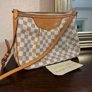 Louis Vuitton Cream and Tan Checkered Crossbody Bag